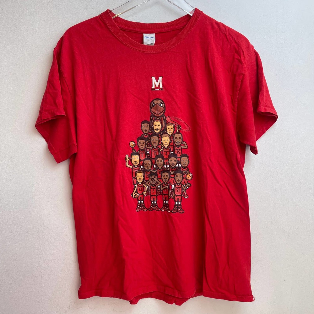 University of Maryland Terrapins Terps Turtle Basketball Team Red T-shirt Large